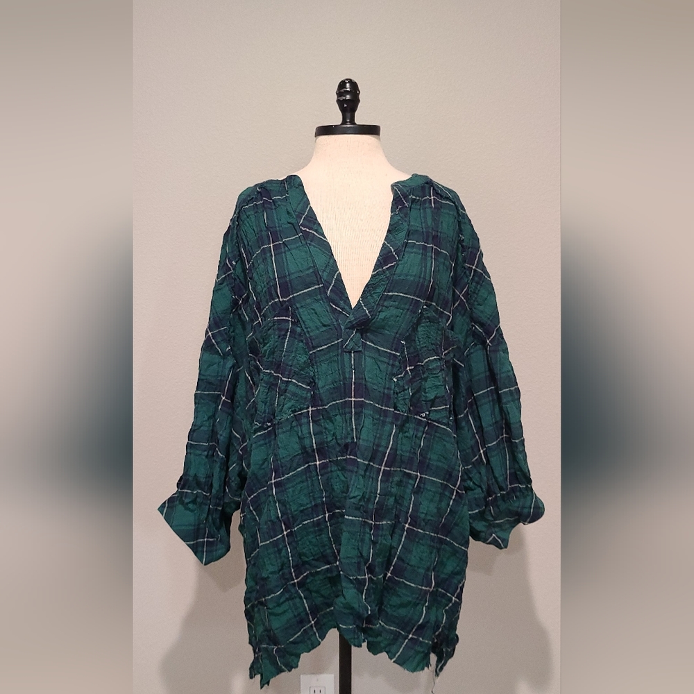 Distressed flannel dress